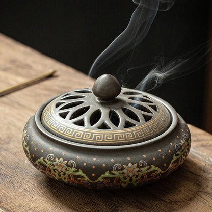 Ceramic Enamel Lotus Incense Burner
