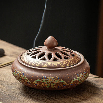 Ceramic Enamel Lotus Incense Burner