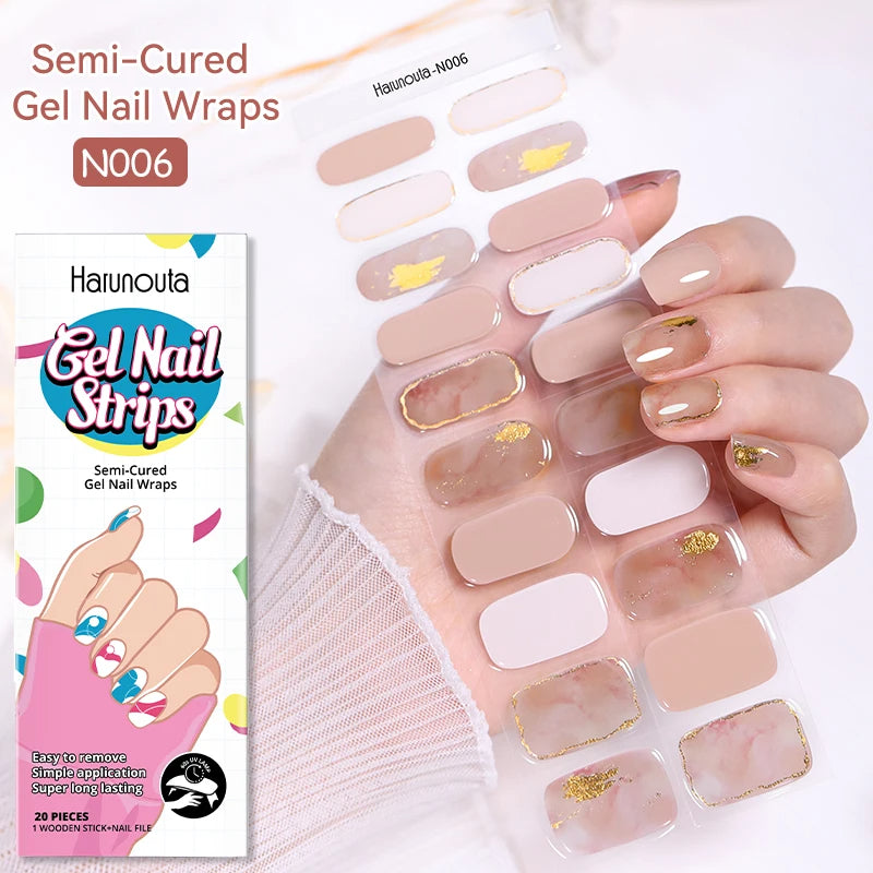 Glitter Lines Semi-Cured Gel Nail Sticker Tips (x20)