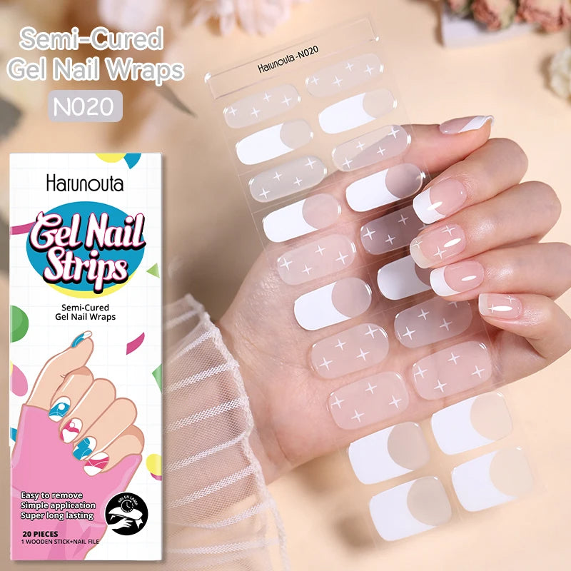 Glitter Lines Semi-Cured Gel Nail Sticker Tips (x20)
