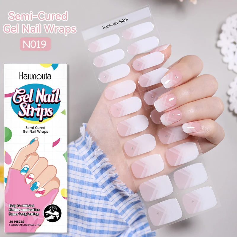 Glitter Lines Semi-Cured Gel Nail Sticker Tips (x20)