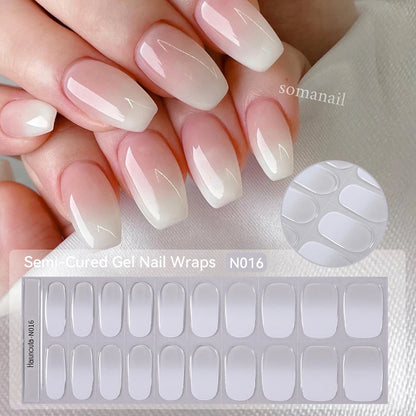 Gradient French Semi-Cured Gel Nail Sticker Tips (x20)