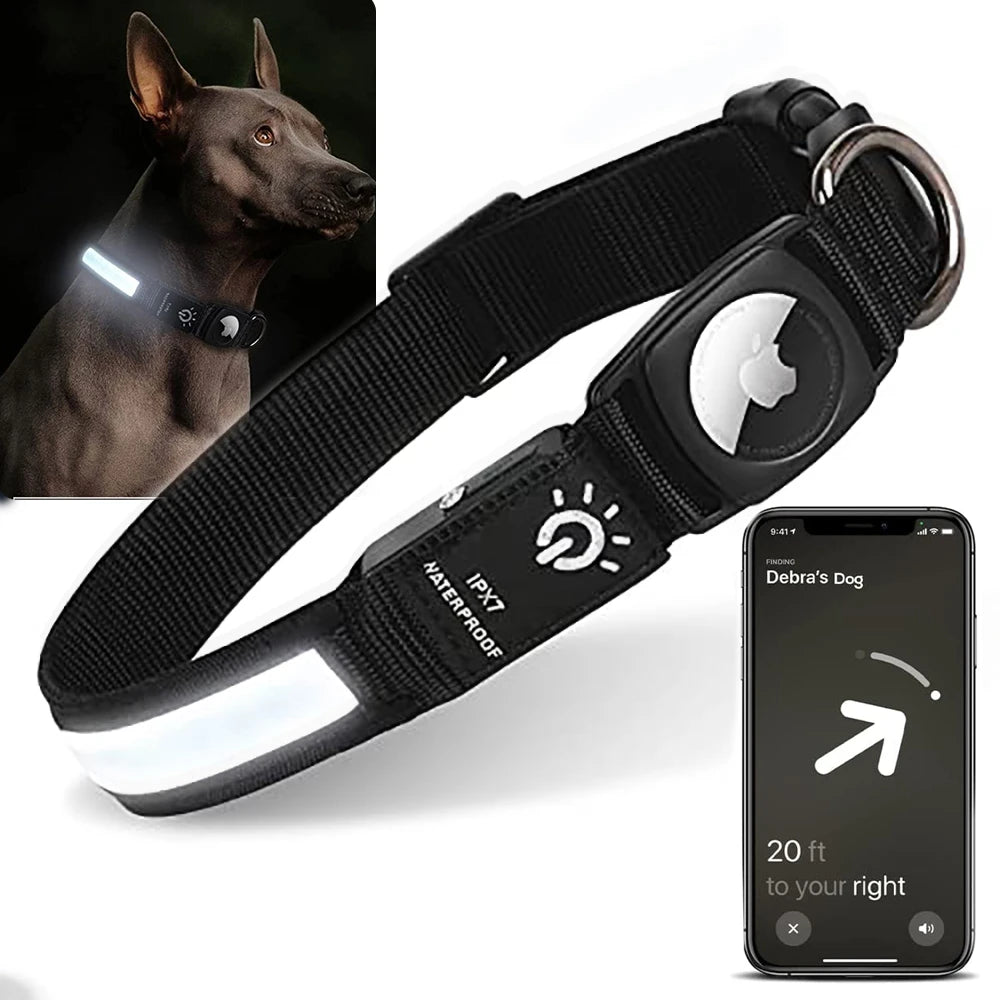 LED Pet Collar with AirTag Holder (for Dogs and Cats)