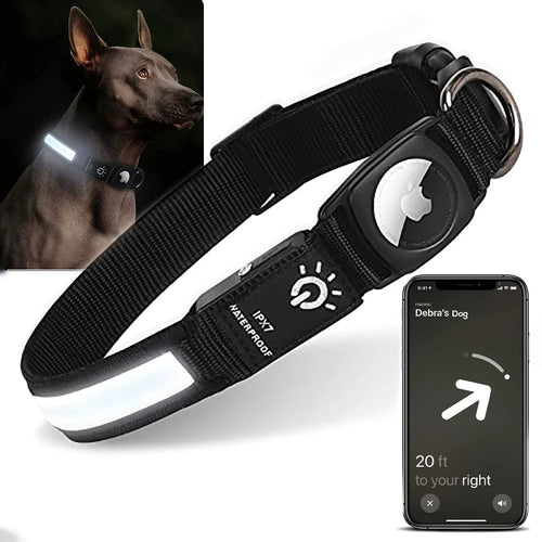 LED Pet Collar with AirTag Holder (for Dogs and Cats)