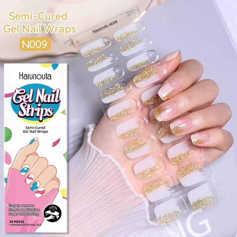 Glitter Lines Semi-Cured Gel Nail Sticker Tips (x20)