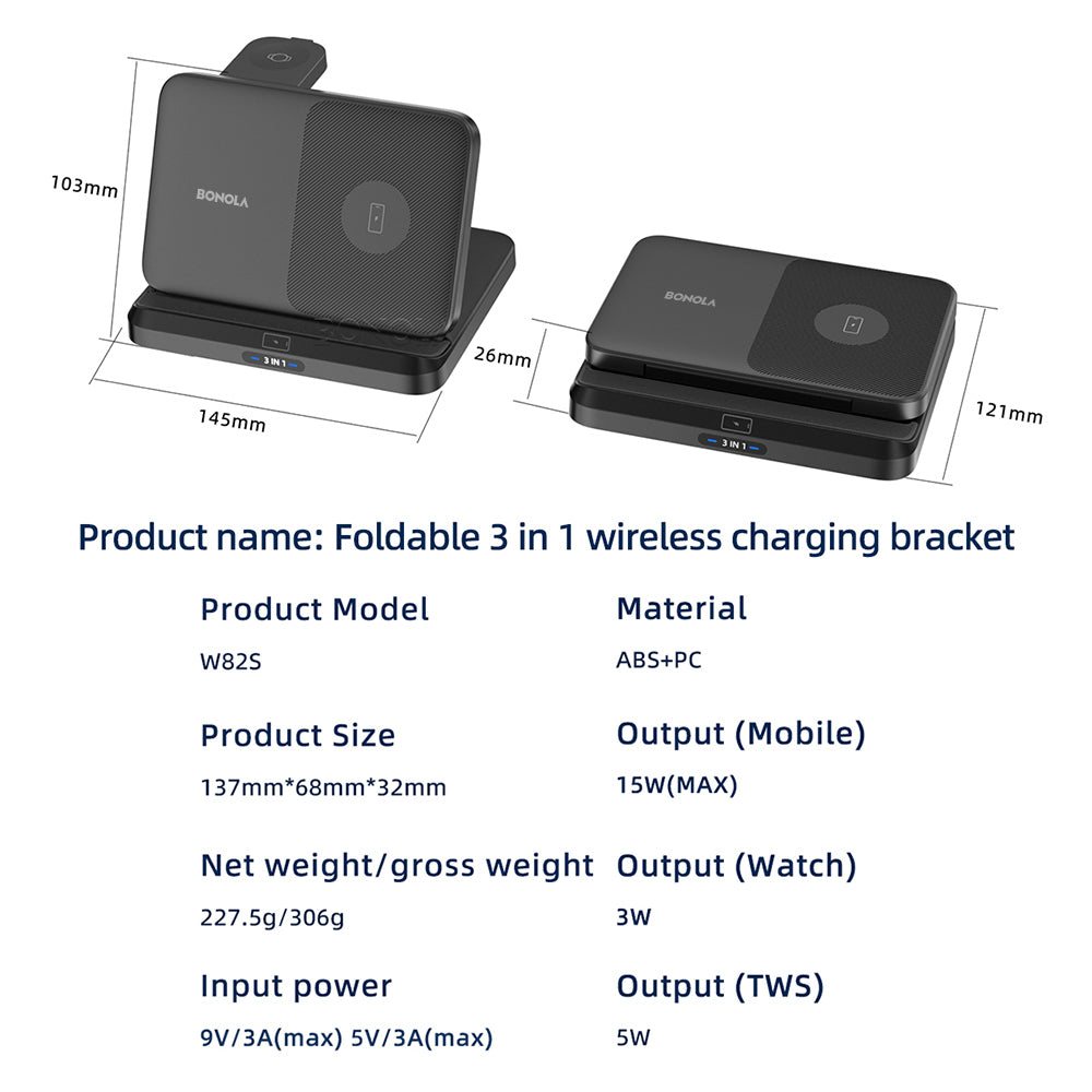 Foldable Wireless Charger 3 in 1 Station for Samsung Z Fold 3/Z Flip4
