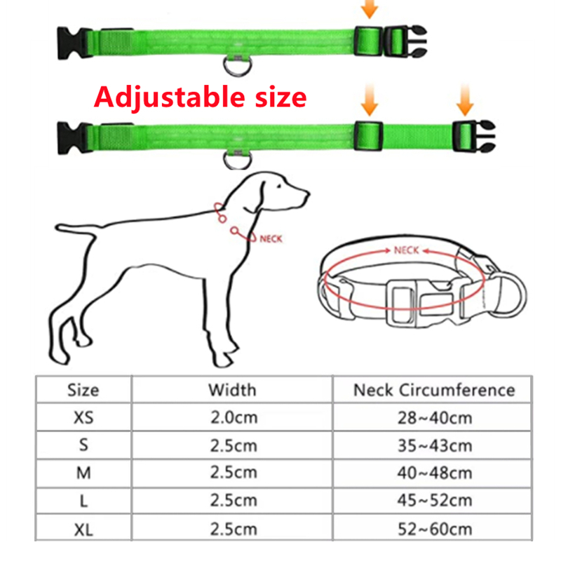 LED Glowing Dog Collars - Rechargeable