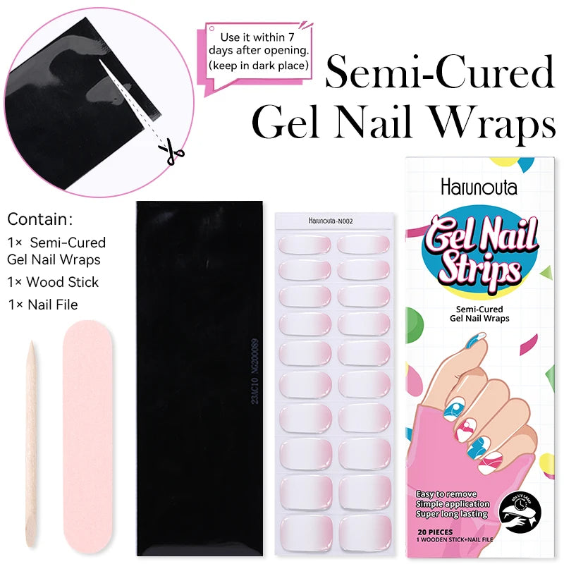 Glitter Lines Semi-Cured Gel Nail Sticker Tips (x20)