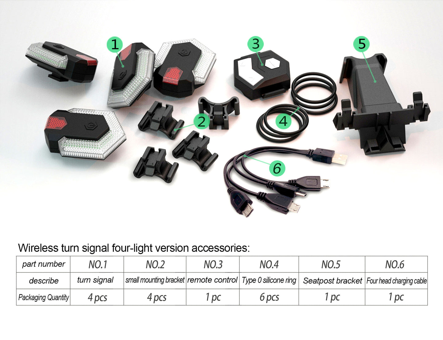 1 Set Smart Turn Signals for Bicycle