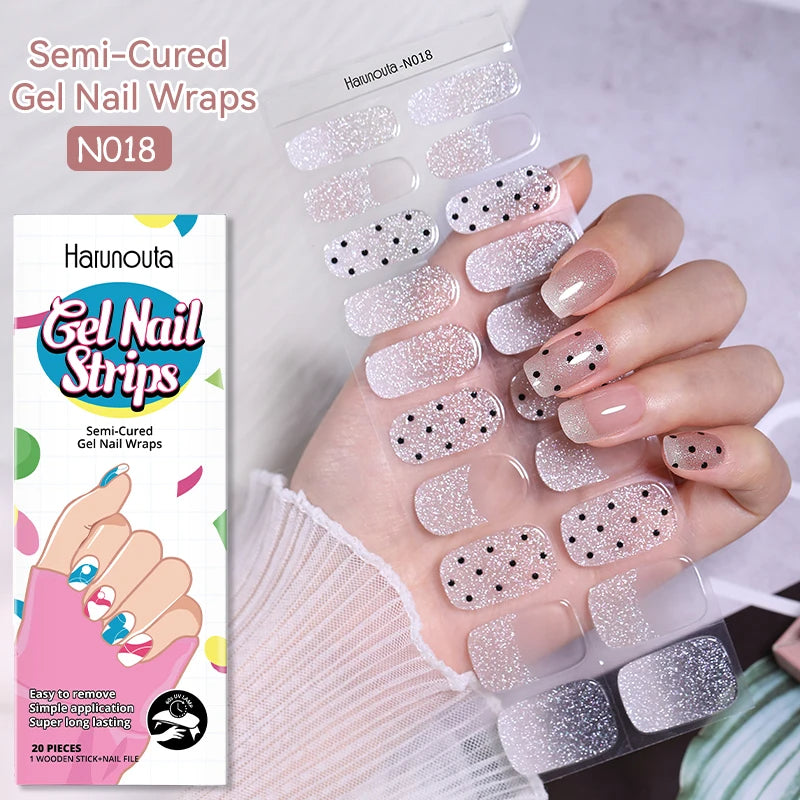 Glitter Lines Semi-Cured Gel Nail Sticker Tips (x20)